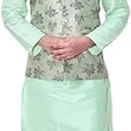 om shubh mangalam Men's Silk Blend Kurta Pajama With Embroidered Nehru Jacket-picture-42