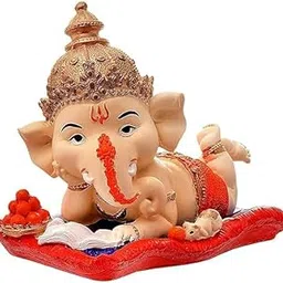 BLUZMART Polyresin Lord Ganesha Reading Book & Enjoying Ladoo Ganpati Showpiece for Home & Temple Decor & Festive Decor-image-45