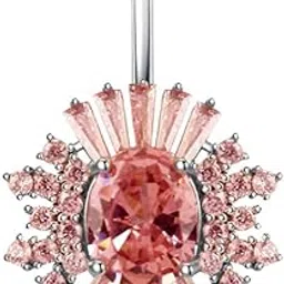 kacheeg Diamond Zircon Sunflower Belly Button Ring | Stainless Steel Navel Piercing Jewelry for Women-picture-36