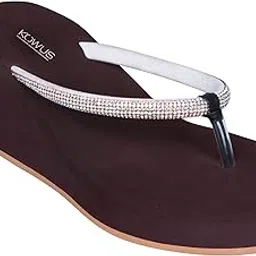 truly fine KOWUS Women’s Stylish Lightweight Platform Heels | Ultra Soft & Comfortable Wedge Flip Flops | Non-Slip Sole with Elegant Crystal Strap image 1