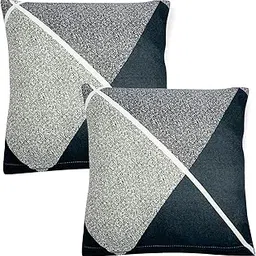 HOKIPO Polyester Stretchable Cushion Cover for Sofa 16x16, Pack of 2 (AR-4098-D15*2), 40 x 0.5 cm, Blue image 1