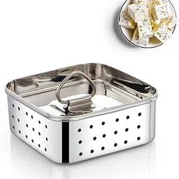 Ladiosa ® Paneer Mould Sprout Maker Paneer Maker Steel Tofu Steel Container Sprouts Maker Paneer Maker Strainer Stainless Steel Paneer Press Paneer Strainer | 450 ml, silver-image-18