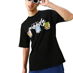 bewakoof Men's Tom & Jerry 100% Cotton T-Shirt - Oversized Fit, Round Neck, Half Sleeves-picture-38