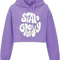 ninfin NinfinWomen and Girls Crop Hoodie,StarGrovy Lavander Styles Woman Anime cropFor Winters-picture-37