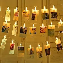Quace Plastic 16 Photo Clip LED 3M String Lights for Photo Hanging, Birthday, Festival, Wedding, Party for Home, Patio, Lawn, Restaurants Home Decoration (Warm White- Plug in Powered)-picture-19