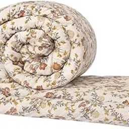 LIFECRAFT Premium Duvet Ultrasonic Comforter | Reversible Bedcover | All-Season AC Duvet | Luxurious Bedding | Soft & Durable Blanket Comforter (203x224 cm) (Cream with Floral Design)-image-27