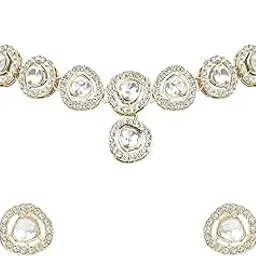 i jewels Gold Plated Traditional Stone Choker Necklace Jewellery With Earring Set For Women/Girls-picture-13