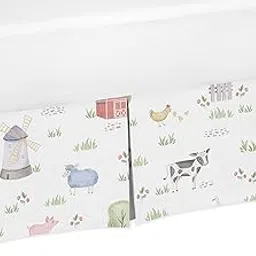 Sweet Jojo Designs Farm Animals Boy or Girl Pleated Baby Nursery Crib Bed Skirt Dust Ruffle - Watercolor Farmhouse Horse Cow Sheep Pig-picture-28