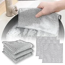Dish Washing Scrubber Sponge Scrub Cloth Pad | Multipurpose Wire Dishwashing Rags for Wet and Dry | Non-Scratch Kitchen Utensils Cleaner Scrubbing Pad Reusable Cleaning Supplies (12)-picture-32