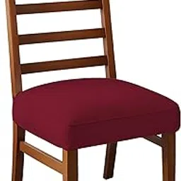 HOTKEI Pack of 4 Maroon Dining Chair Seat Cover 200GSM Fabric Elastic Stretchable Protector Slipcover for Dining Table Chair Cover Set of 4 Seater-picture-27
