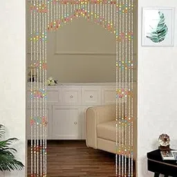Zepham Polyvinyl Chloride Beads String Door Curtain | Home Wall Window Mandir Decoration | Half Door 7 Feet Long | Multicolor - 1 Piece-picture-17