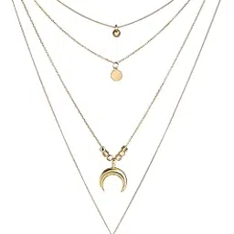 shining diva fashion Latest Multilayer Non Precious Base Metal Cubic Zirconia Golden Western Neckpiece Neck Chain Necklace for Women (12152np)-picture-12