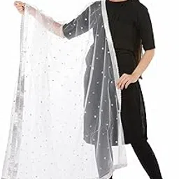 traditions bazaar Women's Moti Lace Starred Net Fabric Dupatta-picture-26