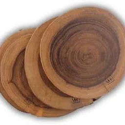 Vesta Homes Natural Acacia Wood Log Coasters for Tea, Coffee, Beer Mug | Set of 4 | Teak Finish | Handcrafted in India | Heat Resistant | Without Bark-picture-24