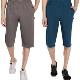 zeffit Men's Regular Fit Cotton Blend Capri| Men Three Fourth Combo |3/4th Shorts for Men | men three quarter pant for Running, Gym, Yoga etc. Pack of 2-picture-27