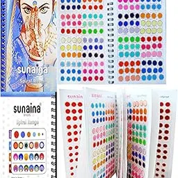 Sunaina (Original) Spiral Multicolor Medium Mix Size Golden Glitter Outline Sketch Tikka Bindis Book For Women & Girls-picture-17