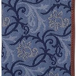 Glamour Fold Series Tapestry Fabric & Faux Leather Unisex Dual Passport Wallet Travel Document Organizer with Multiple Card Holder Slots (Blue-Floral)-image-4