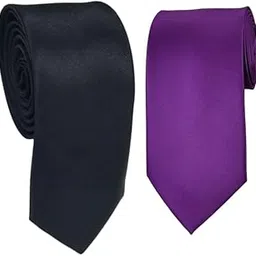 label punya Premium Satin Necktie for Men | Slim Solid Tie for Office, Weddings, Parties & Formal Occasions | Adjustable Neck Tie for Men | Pack of 2-picture-45