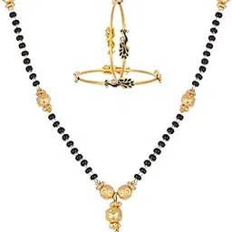 zeneme Designer Gold Plated Mangalsutra & Bangle Set Combo for Women-picture-34