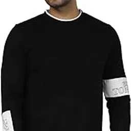 nexgen club Men's Sweatshirt Pullover Rib Cuffs Crew Neck Winter Full Sleeve Side Panel Text Print Waistband Jacquard Knitted Cotton for Man and Boy Unisex Gen Z-picture-16
