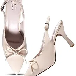 jm looks Women's Pointed-Toe Slingback Heels with Bow Detail | Elegant and Comfortable for Parties and Events-picture-20