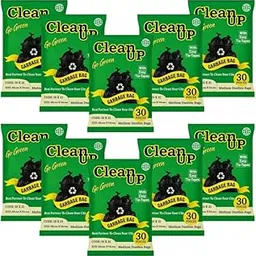 Clean Up Biodegradable Garbage Bags – 19x21 Inch Medium Trash Bags, 300 Bags (Pack of 10 Rolls with 30 Bags Each) for Dustbin Bag/Trash Bag - Pouch Packing (Black)-image-9