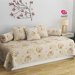 LOPUNNY Poly Cotton Diwan Set Soft Cotton, 1 (60 X 90 Inches) Bedsheet,3 (16x 16 inches) Cushion Covers and 2 Booster Covers (6 PCS Set)-picture-47