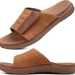 Mens Sandals Adjustable Straps Orthotic Plantar Fasciitis Open Toe Athletic Sport Slides with Soft Comfy Arch Support Footbed Size 7.5-15-image-3