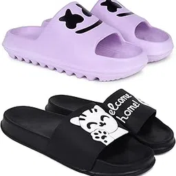 pampy angel Combo Pack of 2 Slipper/Flip Flops/Slides for Women (YW-Smat,Welcome)-picture-46