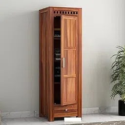 CentreWood Sheesham Wood Wooden Single Door Wardrobe Organizer for Clothes | - Solid Wood Almirah with 1 Drawers, 4 Shelves - Cupboard for Large Bedroom, Natural Finish-picture-14
