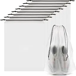 aubeco 8pcs Clear Shoe Bags for Travel, 15.7" x 11.8" Shoe Dust Bags with Drawstring, Waterproof Shoe Bags for Storage, Portable Travel Shoe Bag for Men and Women, Transparent, 15.7 x 11.8 inch,-picture-33
