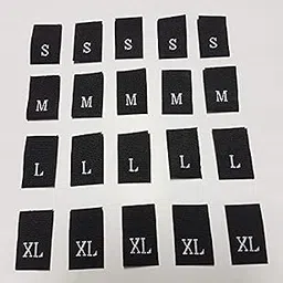 EXGLOW Fashion Black Cotton Printed Garment Size S/M/L&XL Labels/Size Tags for Clothing - (A Each Size 250 Pic) Black-picture-16