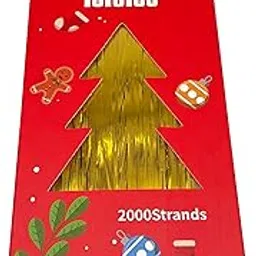 MMvolesy Gold 2000 Icicles Tinsel Christmas Tree Foil Fringe Strands Winter Home Decorations for Holiday Party Birthday Wedding Package Size 100mm*250mm-picture-19