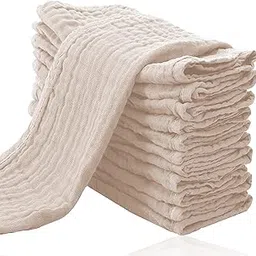 Cute Castle 12 Pack Muslin Burp Cloths for Baby - Ultra-Soft 100% Cotton Baby Washcloths - Large 20'' by 10'' Super Absorbent Milk Spit Up Rags - Burpy Cloths for Unisex, Boy, Girl - Brown-image-58