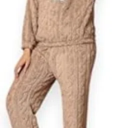 pollo loco Winter Night Suits for Women | Woolen Fur Winter Night Suits (Fleece) Cute Nightdress with Fleece for Girls | Girl’s Fur Night Wear | Warm Night Suits-picture-23