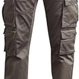 beevee Men’s Relaxed Fit 9-Pocket Cargo Pants with Belt | Solid Cotton Casual Utility Trousers for Travel, Work & Everyday Wear-picture-30