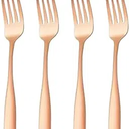 Shipnetic Rose Gold 4-Piece Stainless Steel Cutlery Set Dinner Fork Premium Dining Essentials-Stainless Steel Silverware Tableware[ Kitchen, Wedding, Restaurants,Gifting] Use image 1