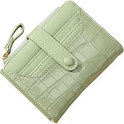 jzs Wallet for Women Card Holder, Wallet Leather RFID Blocking Bifold Credit Card Holder with Zipper Coin Pocket, Small Women Wallets Stylish Texture Patterns ID Window (Green)-picture-47