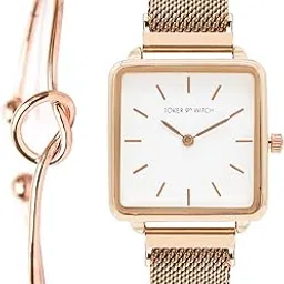 joker & witch Stainless Steel Glow Rosegold Analogue Watch Bracelet Set For Women, White Dial, Rose Gold Band-picture-26