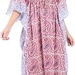 Women’s Pure Cotton Block Printed Kaftan Dress | Bohemian Floral Print | Summer Beach Wear | Free Size Comfortable Lounge Wear for Women-image-81