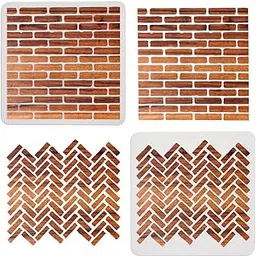NBEADS 2 Pcs Brick Painting Stencils Templates, 10×10 Inch Reusable DIY Art and Craft Stencils for Painting on Wood, Fabric, Paper, Walls, Canvas, Floor, Tile-picture-11