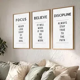 kotart - Wall Hanging Paintings For Office Living Room Bedroom | Motivational Quotes Poster With Frame | Painting for wall Hanging | Quotes Wall Décor Poster With Frames Set of 3 (Art 3, 13x25 inch)-image-6