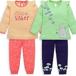 luvlap Baby Girls 100% Cotton Full Sleeve Top & Pyjama Sets, Pack Of 02-picture-10