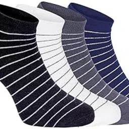 brijaanya Ankle Socks Men and Women Made With Durable Breathable Cotton Striped Free Size Anti Odour Ideal for Sports Gym & All Day Wear-picture-36