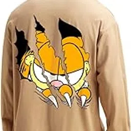 bewakoof Official Garfield Merchandise Men's 100% Cotton 220 GSM Graphic Print Oversized Fit Round Neck T-Shirt-picture-58