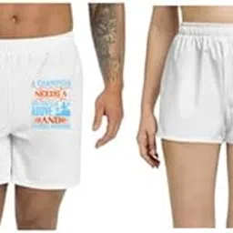 Men and Women Printed Regular fit Casual Polyester Couple White Shorts (ZPOD-0008516-set-XL_ms)-picture-56
