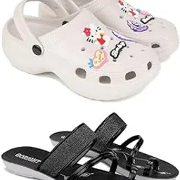 Premium Comfortable Regular Wear Women Clogs with Stylish Flats Fashion Sandal for Women's & Girls-Combo(2)-O10-1946-5 Black-3537-picture-32