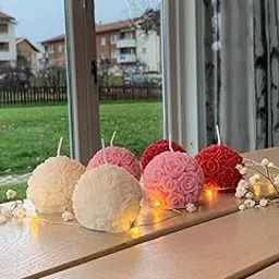 Hand Crafted Peony Flower Scented Soy Wax Candle Decorative Candle for Home Decor Lighting Roses Designer Ball Candles for Anniversary, Valentine Day, Diwali, Christmas, Gifting (2)-picture-13