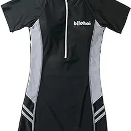 SNAPPSY® Women Swimsuit Zip Front Snorkeling Suit Short Sleeve Swimming Suit Bodysuit XL Black Gray-image-22