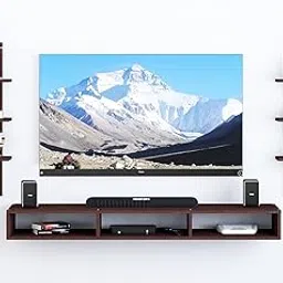 Dime Store Foldable Wall Mounted TV Unit, Cabinet, with TV Stand Unit Wall Shelf for Living Room (Brown, Engineered Wood)-picture-12
